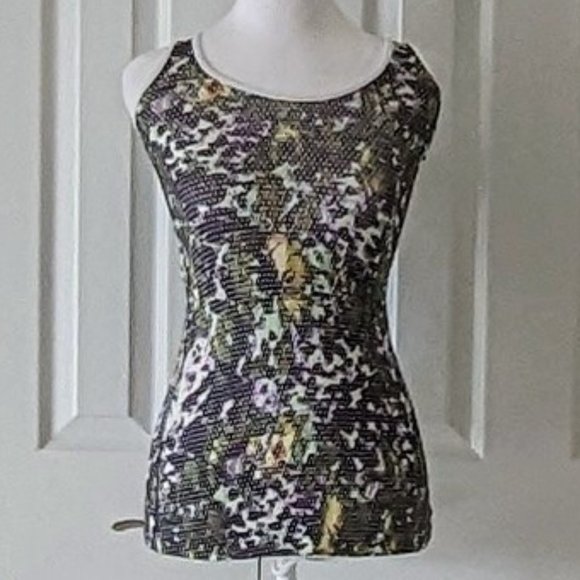 LULULEMON Women's Racerback  Long Tank Top  Size 2  Multicolor Print - Picture 2 of 5